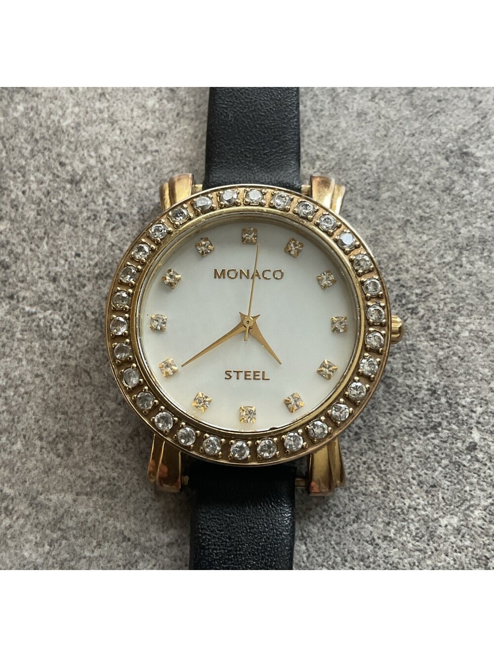 Beautiful Monaco Women’s Watch 32mm Gold Tone Case MOP Dial Leather Band D5